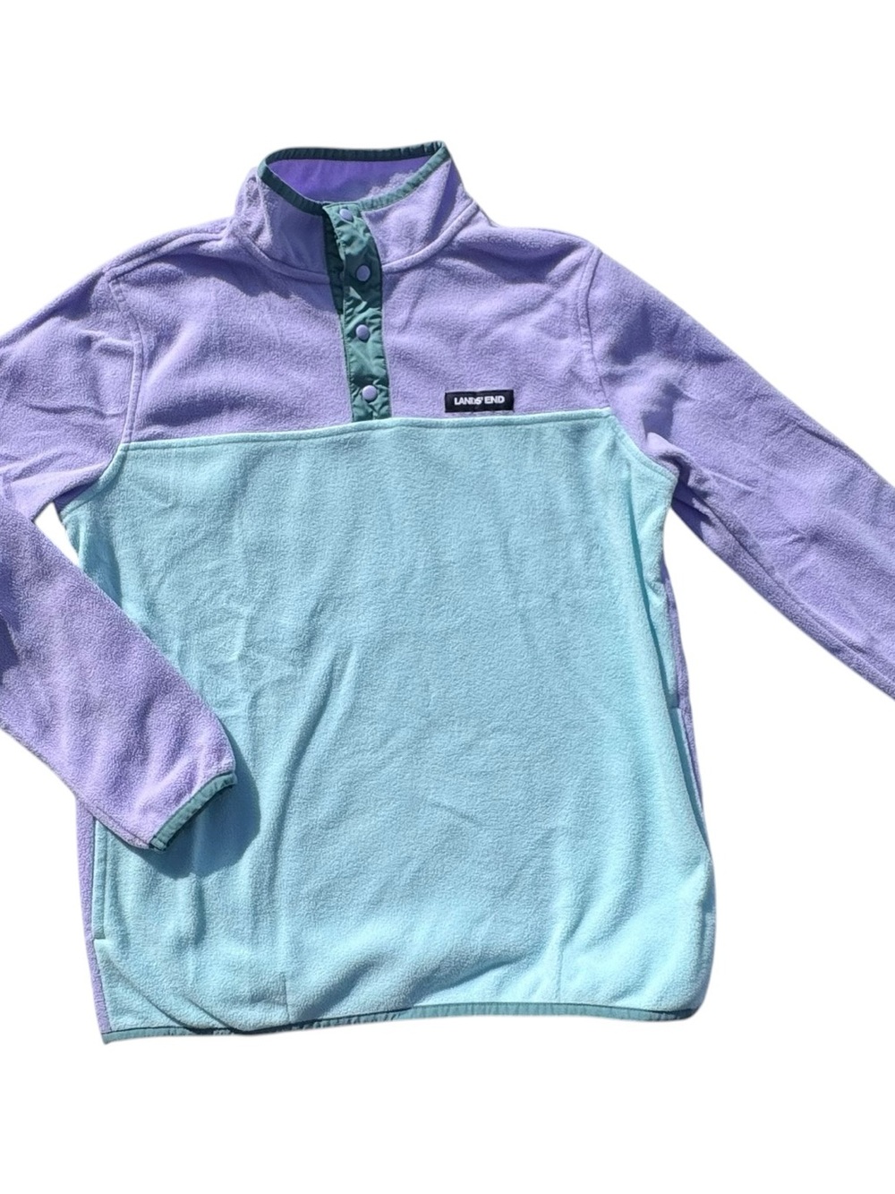 Lands' End Lavender and Teal Fleece Pullover kids Sz 14/16
